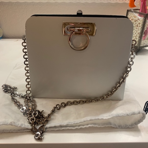 Salvatore Ferragamo Handbags - Salvatore Ferragamo Gancini Chain Shoulder Bag Sil